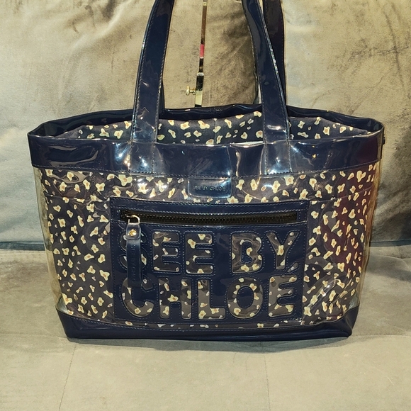 See by Chloe Navy and Beige Vinyl Tote - Picture 13 of 16